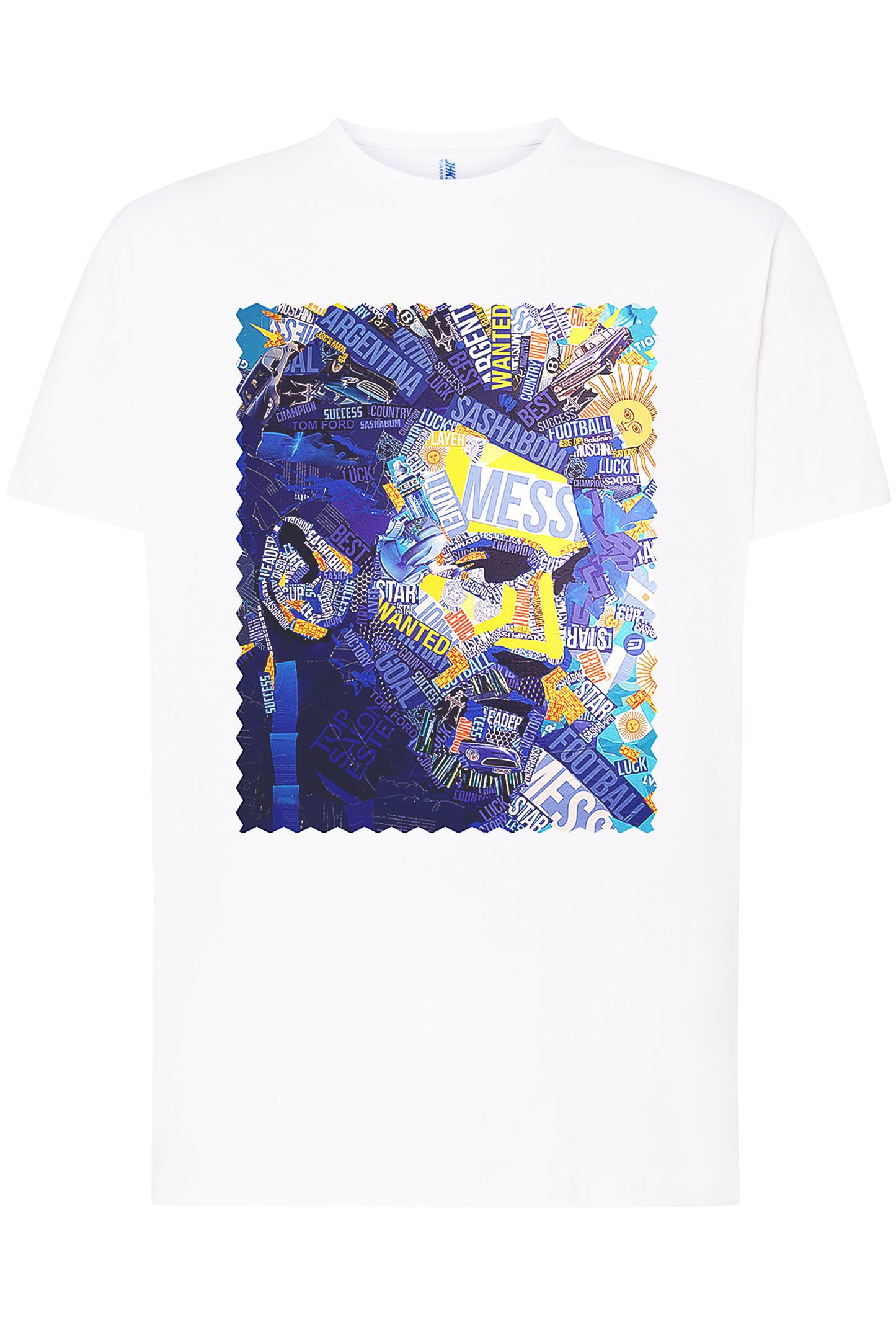 Portrait Messi Color Artistico Stilizzato 18-30-20 T-shirt Urban Men Uomo 100% Cotone Pettinato JK