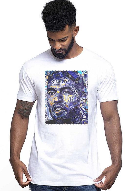 Portrait Suarez Color Artistico Stilizzato 18-30-21 T-shirt Urban Men Uomo 100% Cotone Pettinato JK