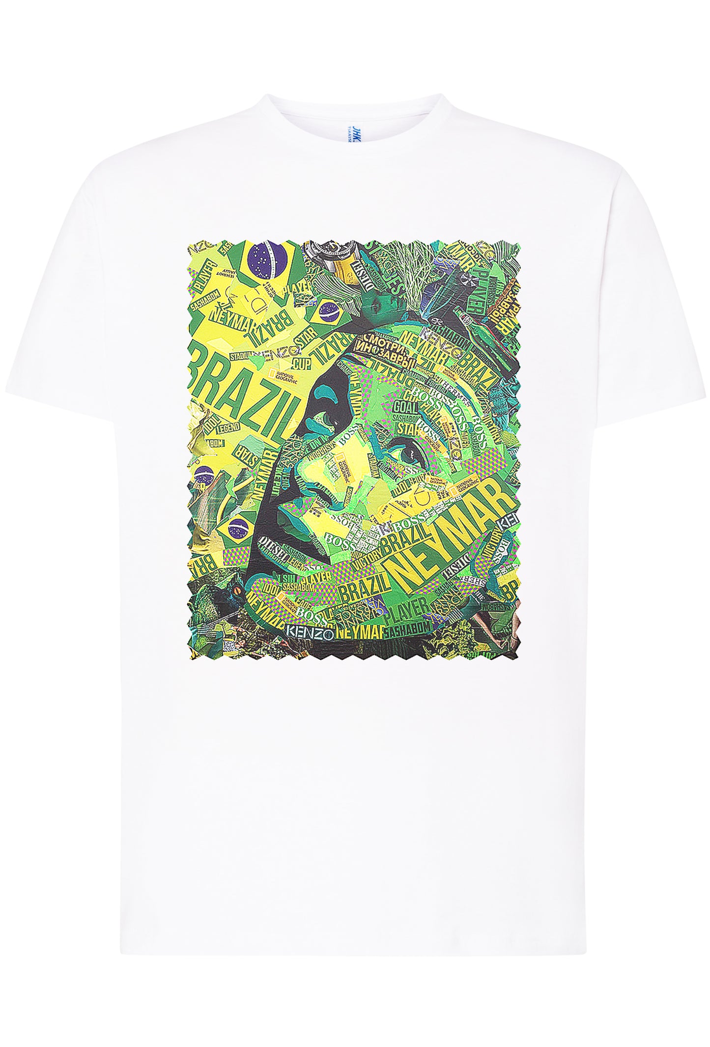 Portrait Neymar Color Artistico Stilizzato 18-30-22 T-shirt Urban Men Uomo 100% Cotone Pettinato JK