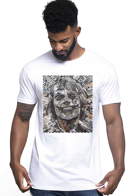 Portrait Joker Color Artistico Stilizzato 18-30-9 T-shirt Urban Men Uomo 100% Cotone Pettinato JK