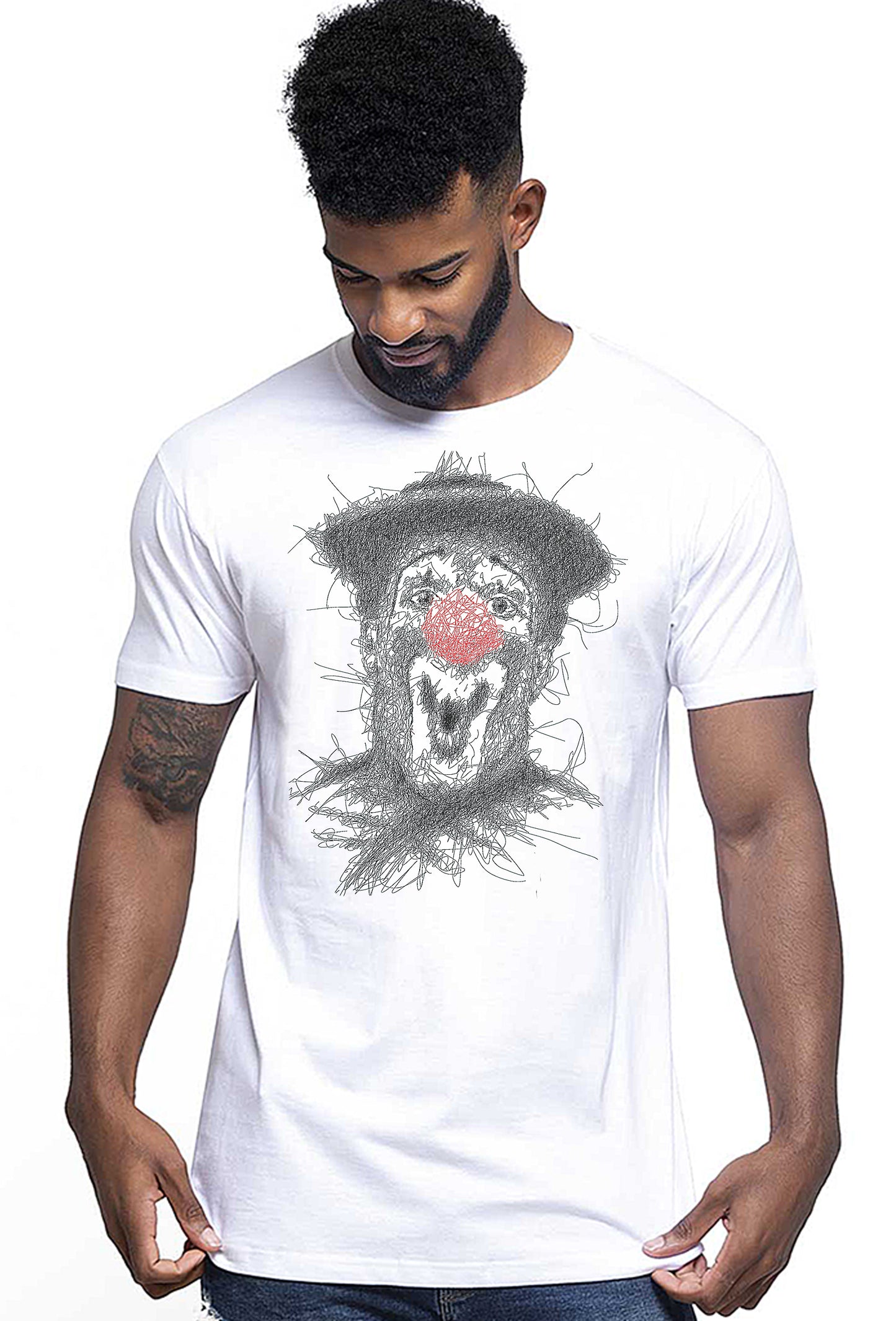 Clown Naso rosso Stilizzato Color 18-65 T-shirt Urban Men Uomo 100% Cotone Pettinato JK