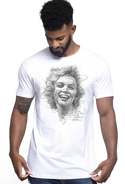 Marilyn Monroe Stilizzato The Legend Attrice Cinema 18-66-2 T-shirt Urban Men Uomo 100% Cotone Pettinato JK