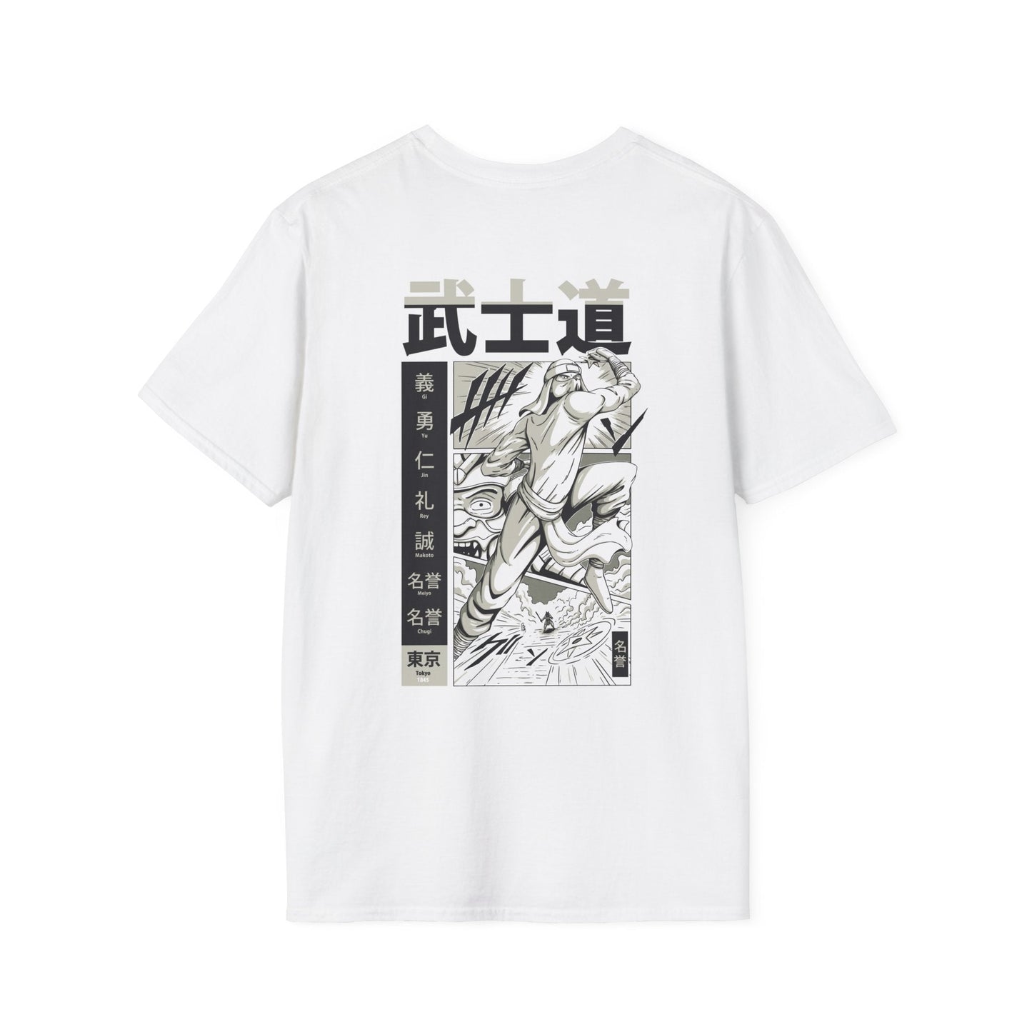 Defeated by the Ninja - Samurai Manga - Unisex T-Shirt - Back Print-0