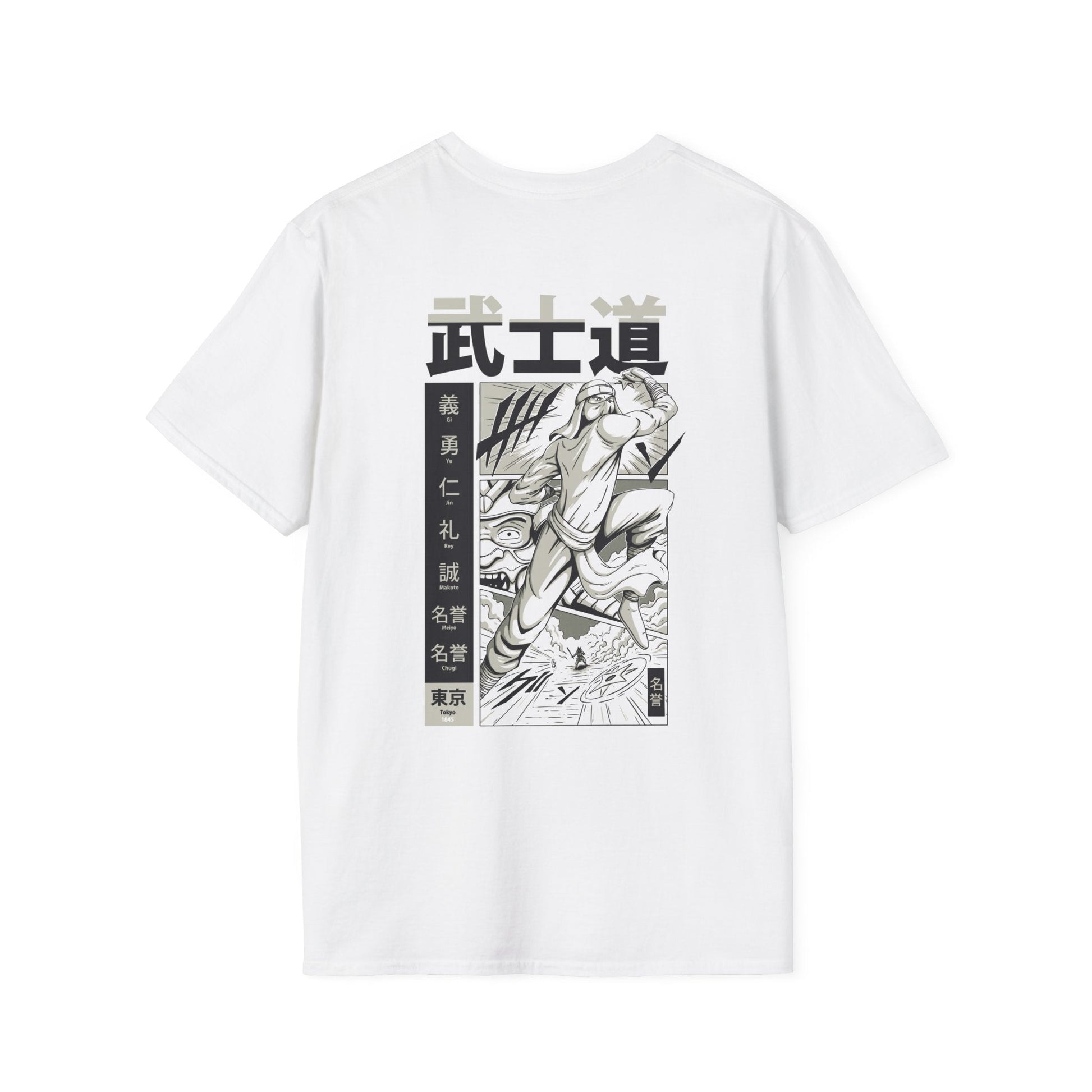 Defeated by the Ninja - Samurai Manga - Unisex T-Shirt - Back Print-0