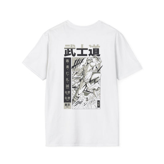Defeated by the Ninja - Samurai Manga - Unisex T-Shirt - Back Print-0