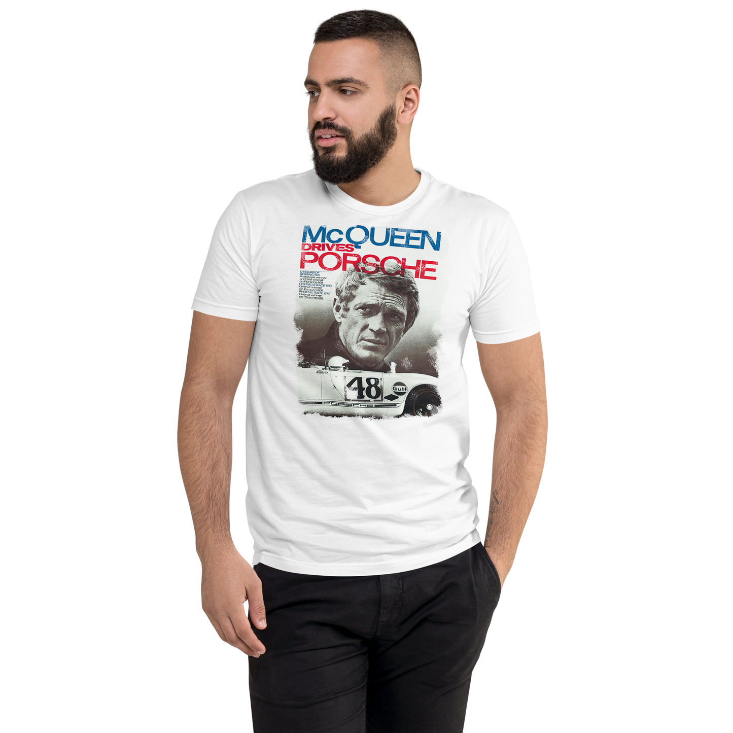 T-shirt Steve McQueen Drives Porsche - Stile Vintage Racing 11002-3