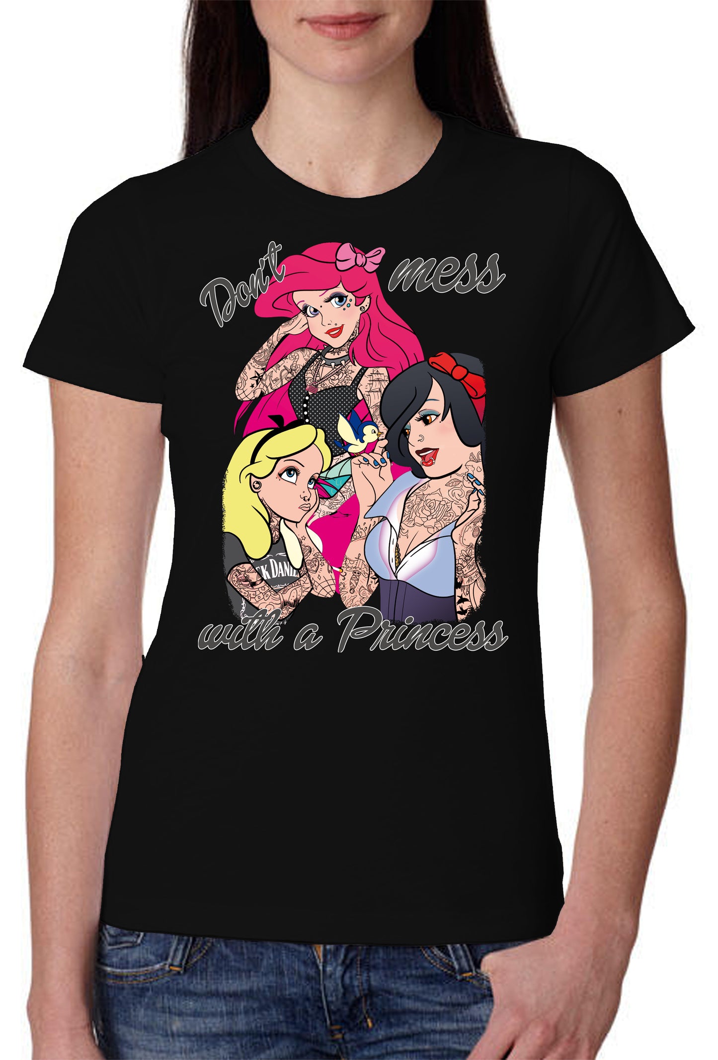 Dont't Mess With a Princess Cartoon 2050 art-3 Lady Donna 100% Cotone Pettinato JK