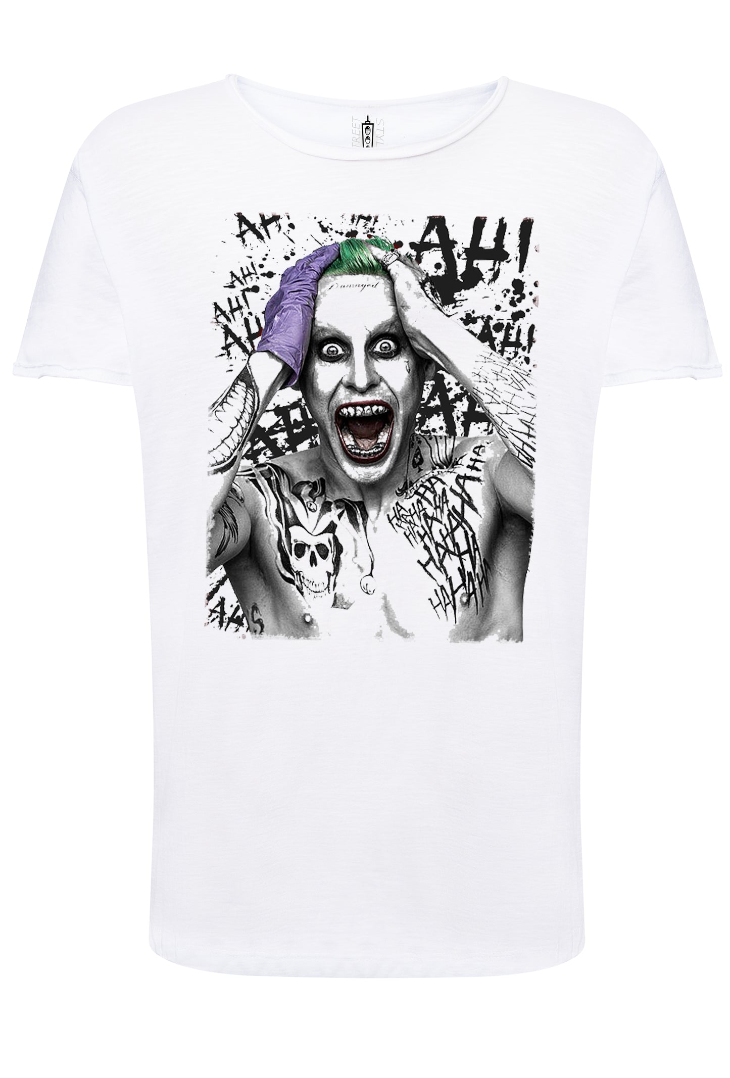 Suicide Joker Scratc Super Eroi Fumetti 18-107 T-shirt Urban Slub Men Uomo 100% Cotone Fiammato JK