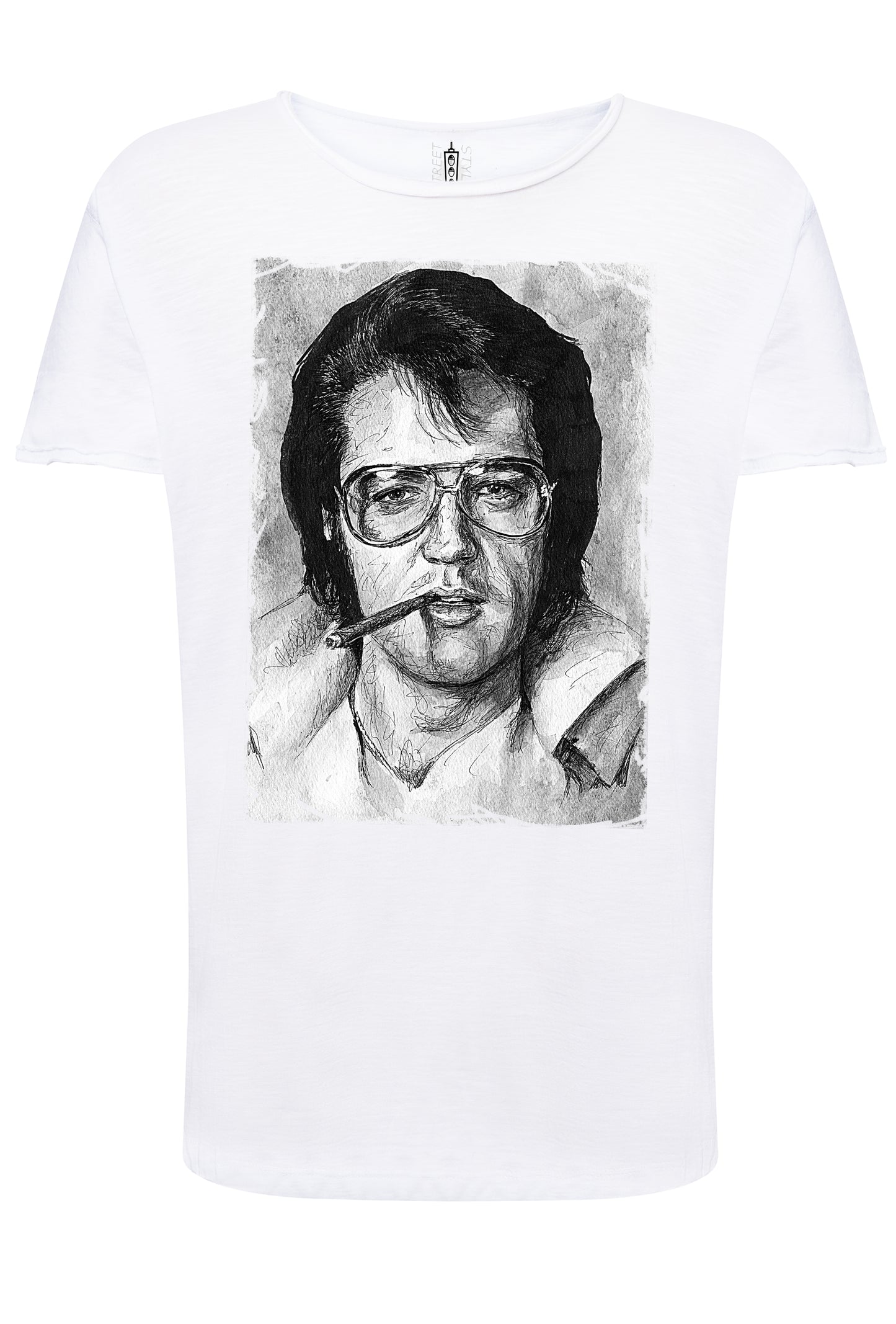 Elvis Scratc Cantante The Legend Stilizzato 18-100 T-shirt Urban Slub Men Uomo 100% Cotone Fiammato JK