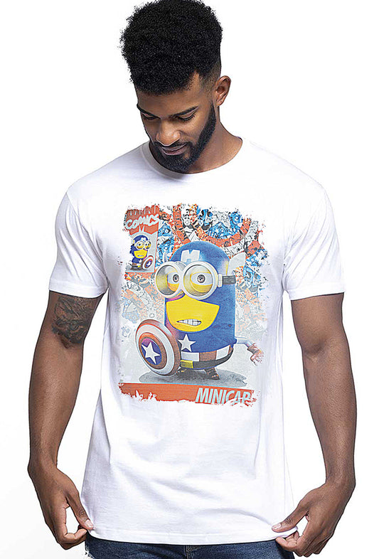 Minio Captain Aamerica Film Cartoon Fumetti 2061-2 T-shirt Urban Men Uomo 100% Cotone Pettinato JK