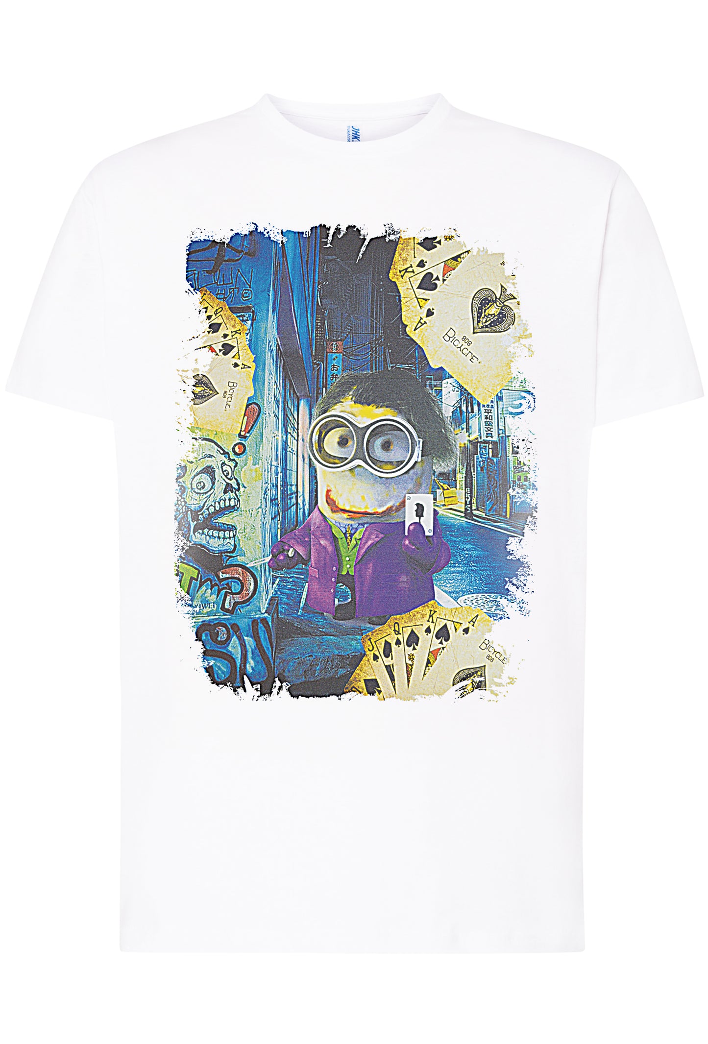 Minio Joker Carta Film Cartoon Fumetti 2061-3 T-shirt Urban Men Uomo 100% Cotone Pettinato JK