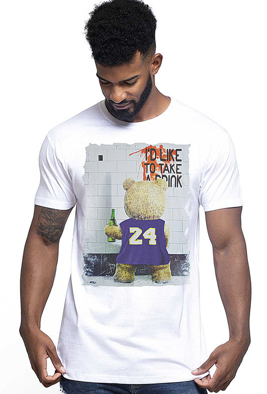 TeddyBear I'd Like to Take 2 Film Cartoon Fumetti 2064-1 T-shirt Urban Men Uomo 100% Cotone Pettinato JK