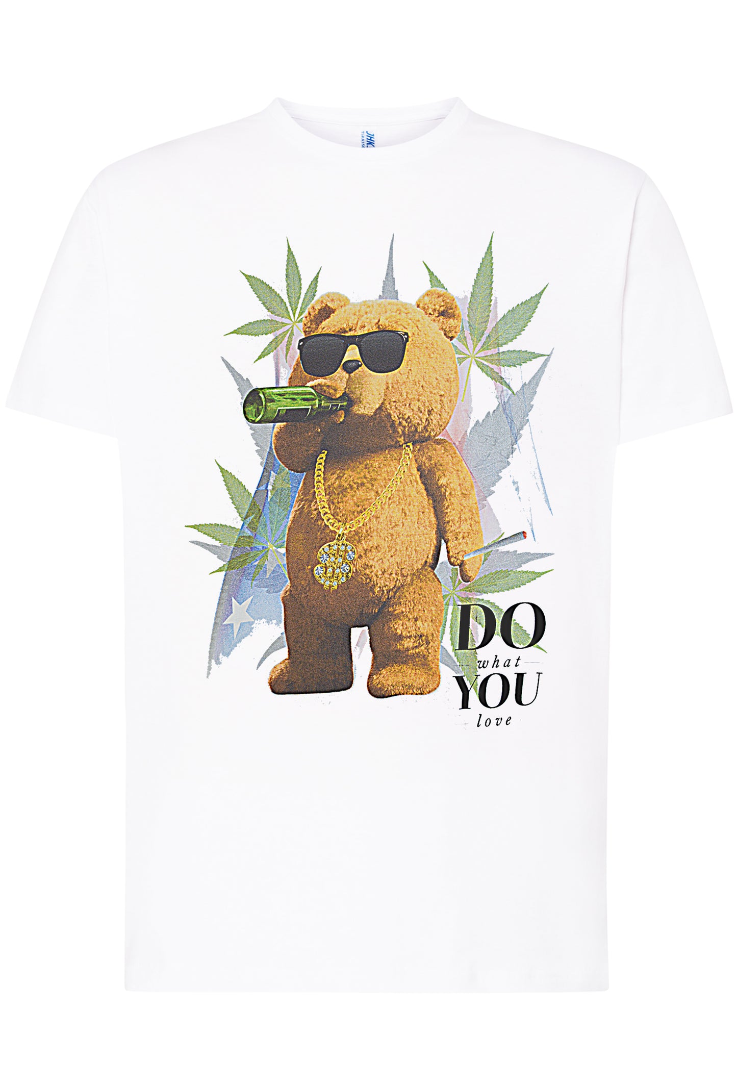 TeddyBear Do What You Love Cartoon Fumetti 2064-2 T-shirt Urban Men Uomo 100% Cotone Pettinato JK