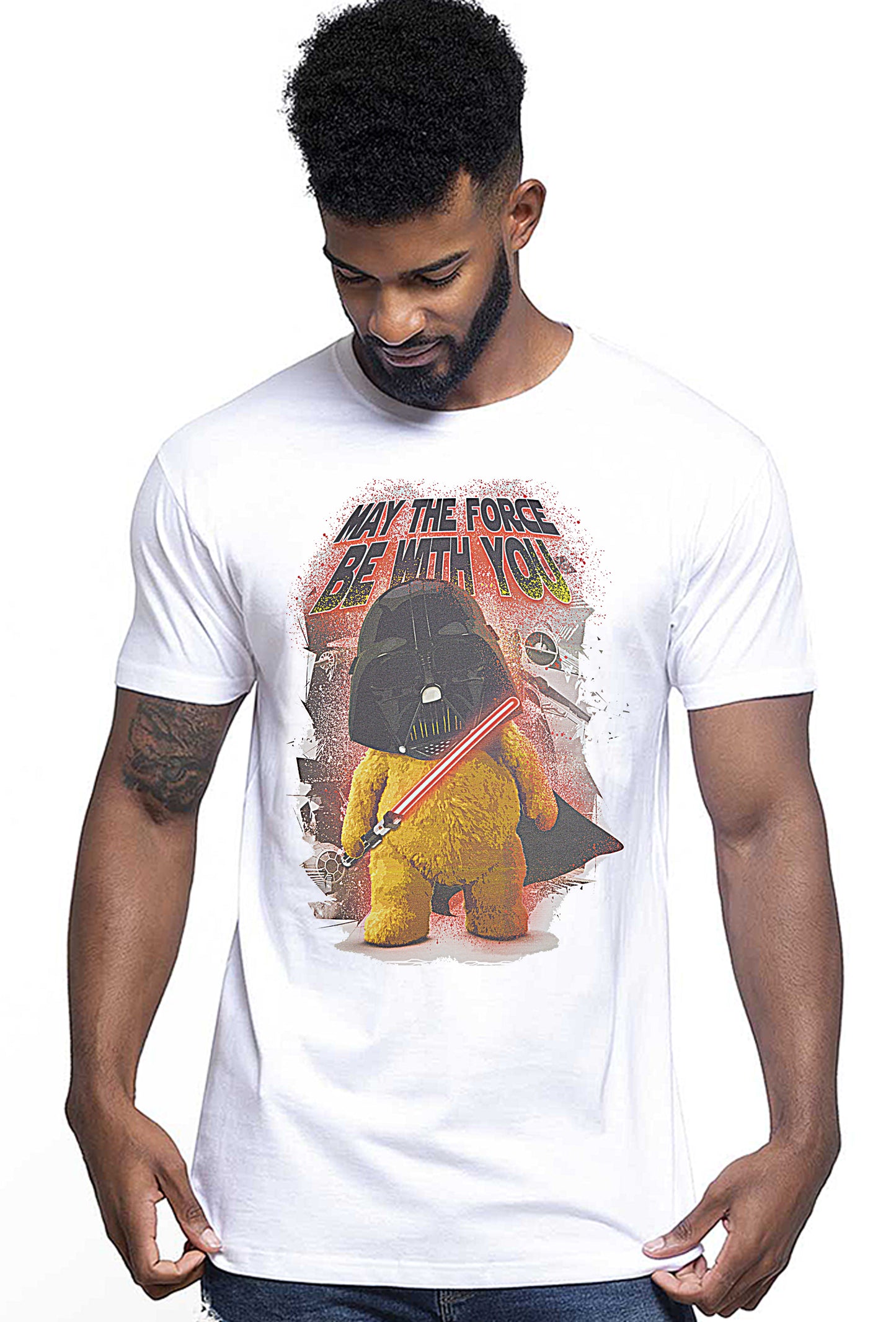 Star Wars TeddyBear Cartoon Fumetti 2064-3 T-shirt Urban Men Uomo 100% Cotone Pettinato JK