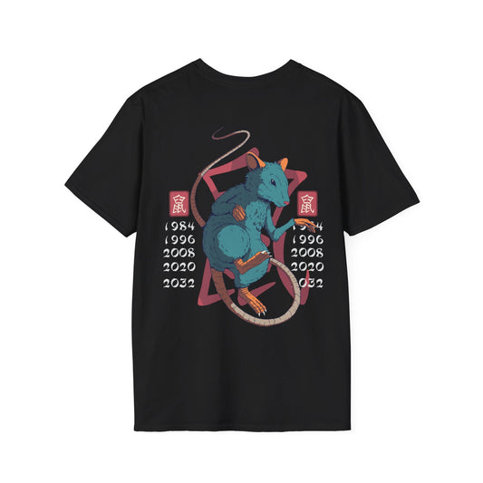 Rat - Chinese Zodiac Anime - Unisex T-Shirt - Back Print-0