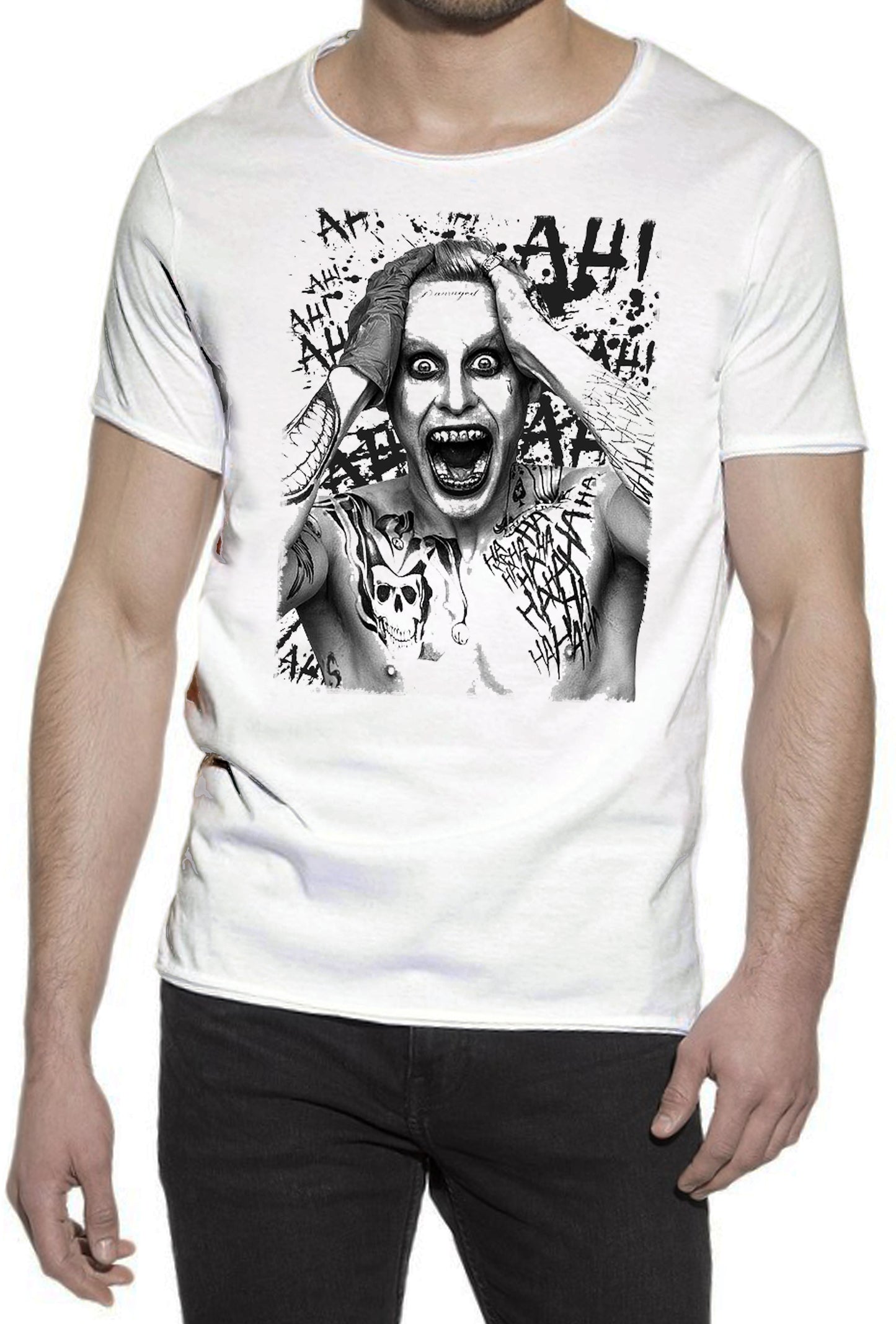 Suicide Joker Scratc Super Eroi Fumetti 18-107 T-shirt Urban Slub Men Uomo 100% Cotone Fiammato JK