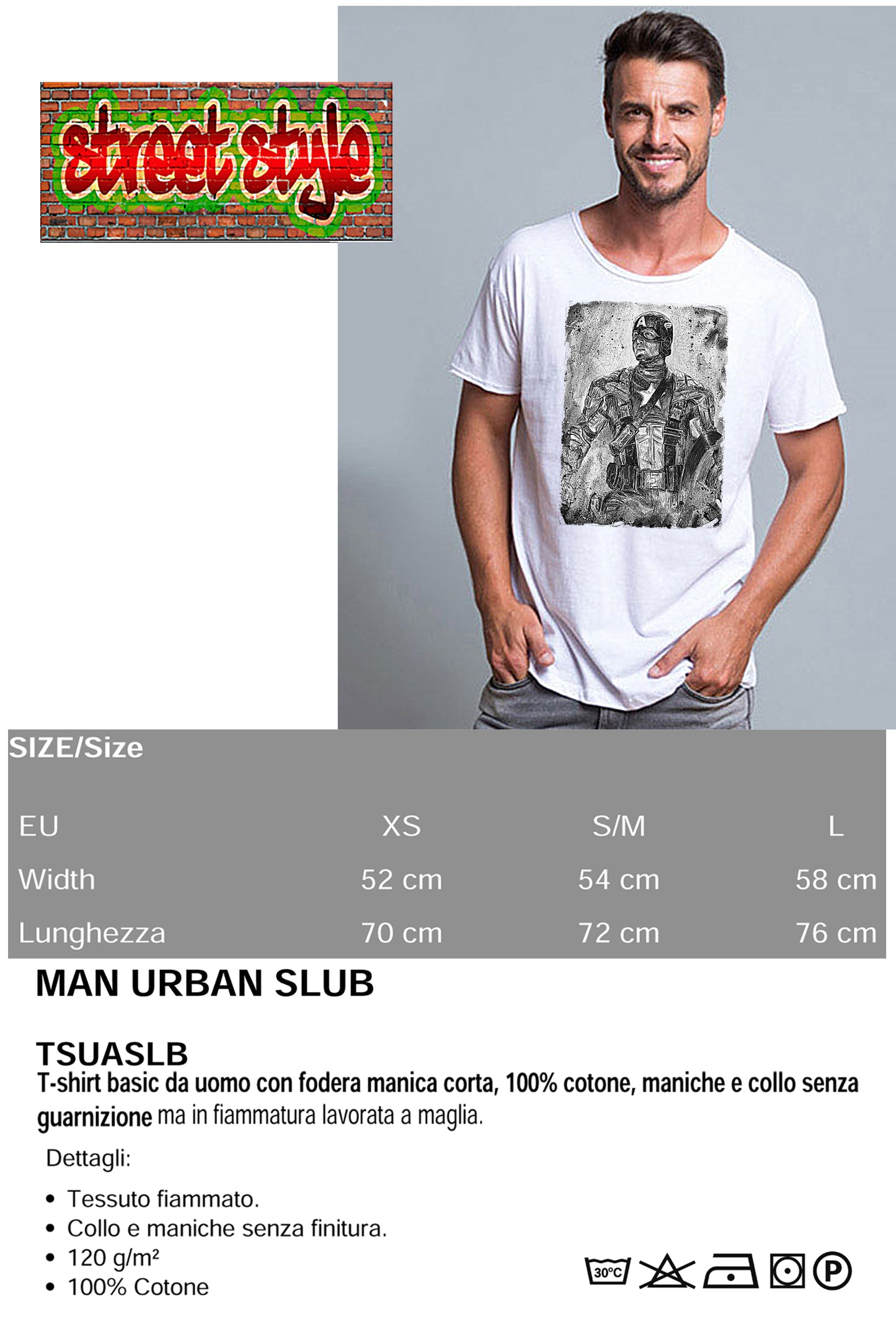 Captain Scratc Super Eroi Fumetti 18-102 T-shirt Urban Slub Men Uomo 100% Cotone Fiammato JK