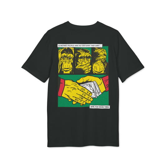 Three Monkeys - Comic Mafia - Premium Bio Unisex T-Shirt - Back Print-0