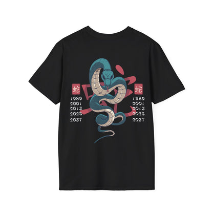 Snake - Chinese Zodiac Anime - Unisex T-Shirt - Back Print-0