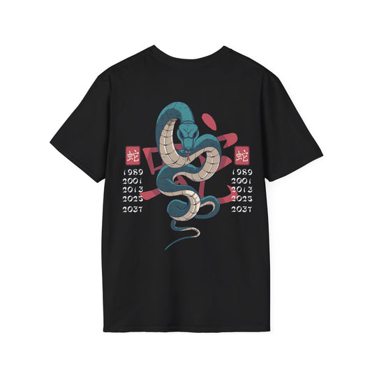 Snake - Chinese Zodiac Anime - Unisex T-Shirt - Back Print-0