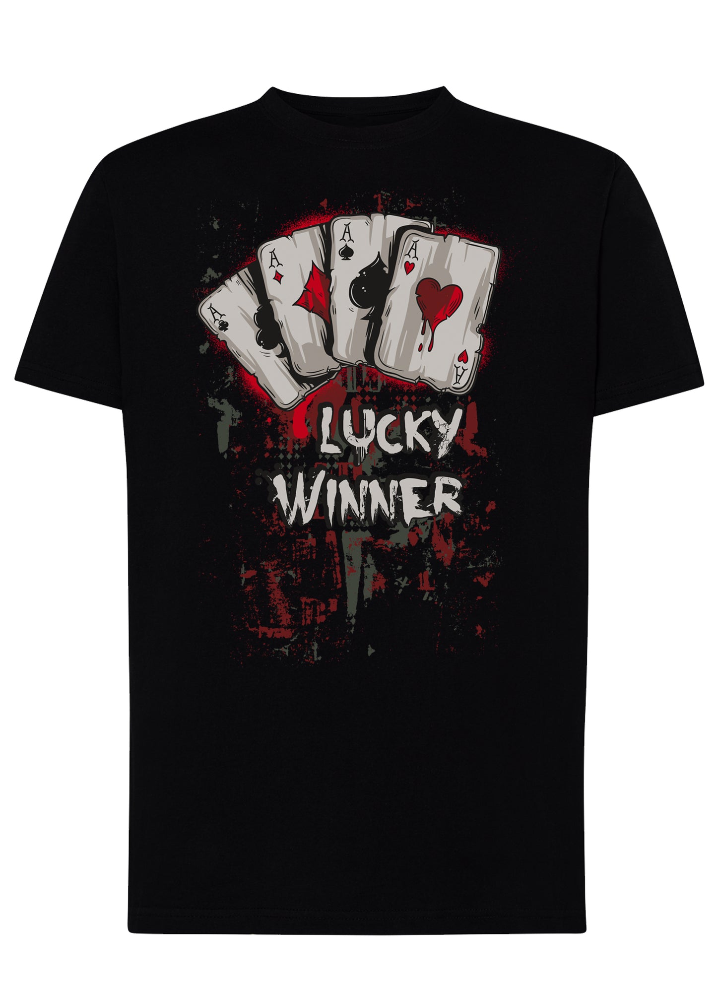 Lucky winner Poker Carte da Gioco 4-0 T-shirt Urban Men Uomo 100% Cotone Pettinato JK