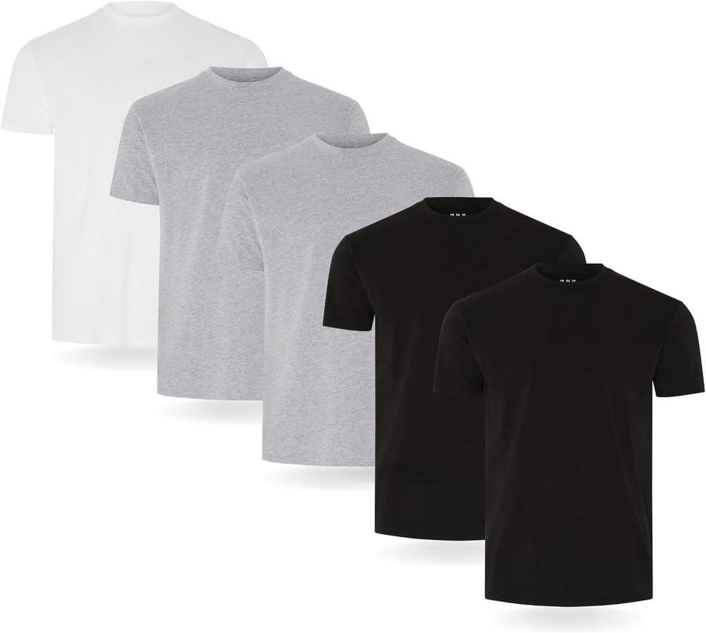 FM London Pack of 3/5 Men's T-Shirt - Premium T-Shirt with Slightly Fitted Design - Super Soft T-Shirt Made of 100% Cotton