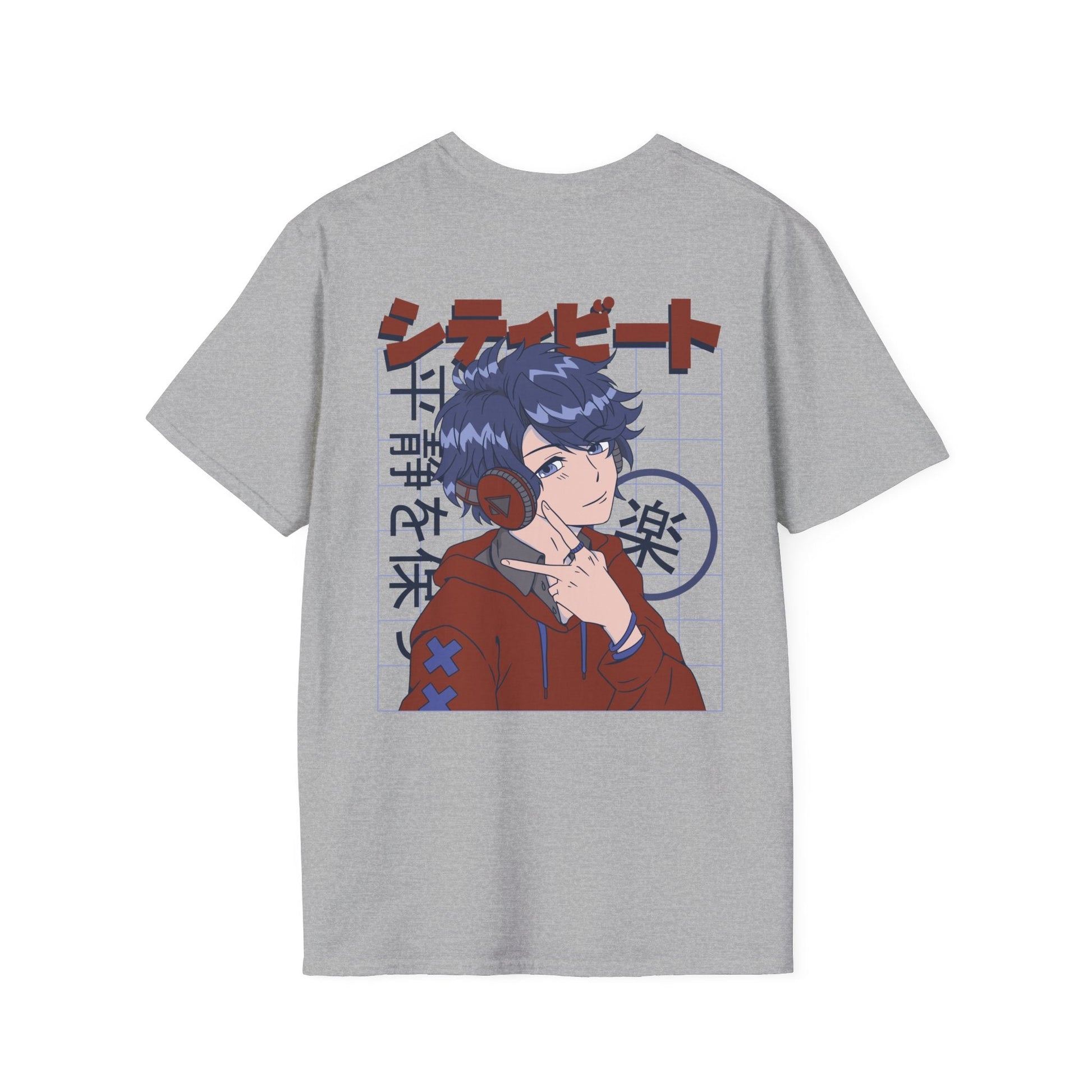 Anime Boy Headphones - Anime World - Unisex T-Shirt - Back Print-4