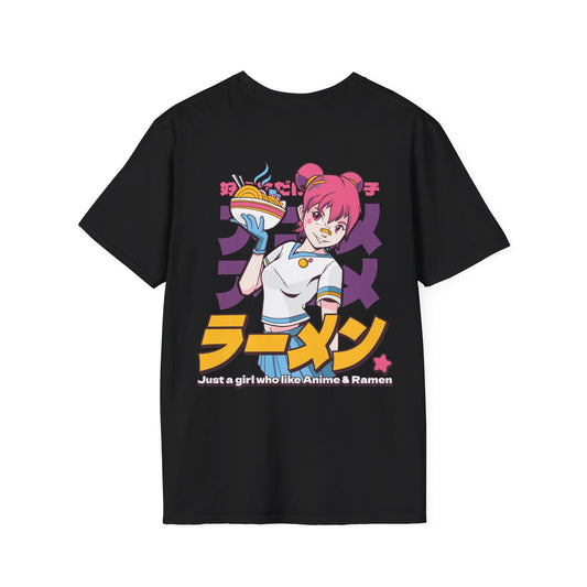 Just a girl who like Anime & Ramen - Anime World - Unisex T-Shirt - Back Print-0