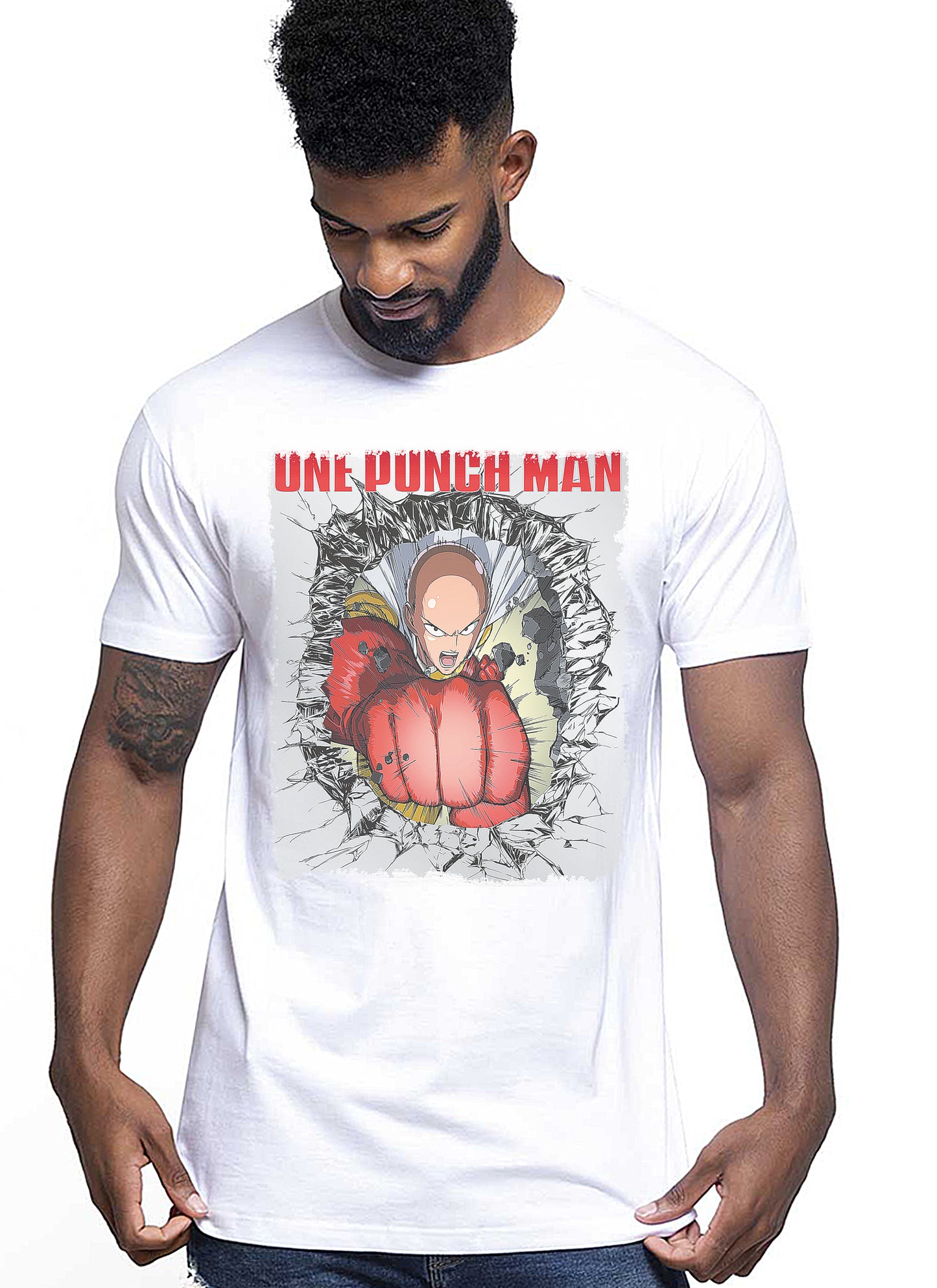 One Punch Man Manga Anime Fumetti 6002 T-shirt Urban Men Uomo 100% Cotone Pettinato JK