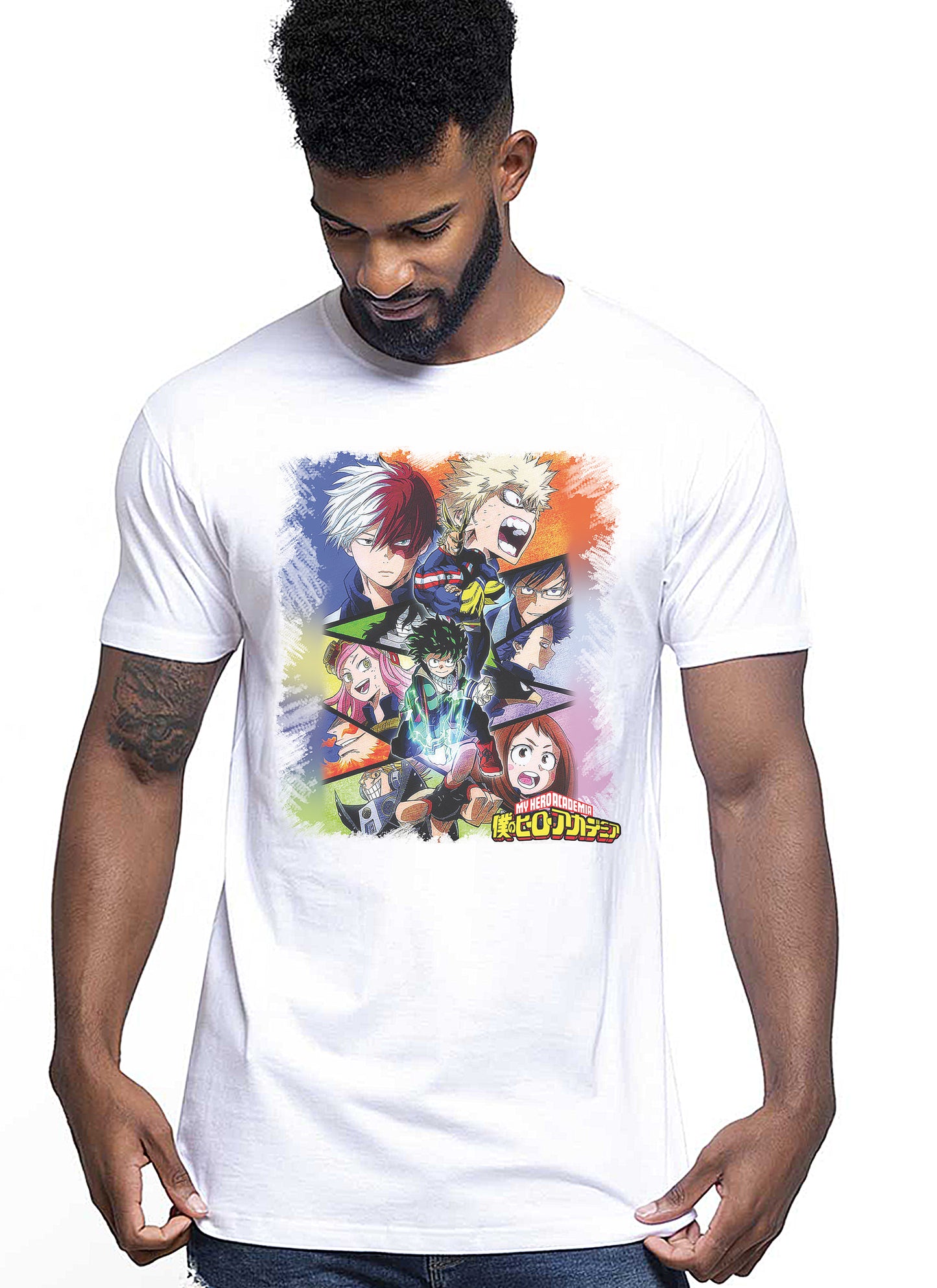 Boku no Hero Academia Manga Anime Fumetti 6005-3 T-shirt Urban Men Uomo 100% Cotone Pettinato JK