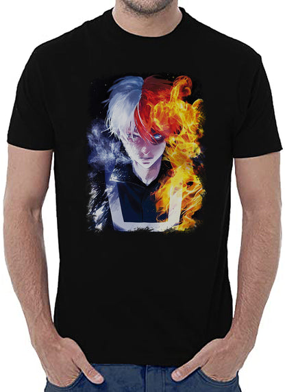 Todoroki Boku no Hero Academia Manga Anime Fumetti 6005-4 T-shirt Urban Men Uomo 100% Cotone Pettinato JK