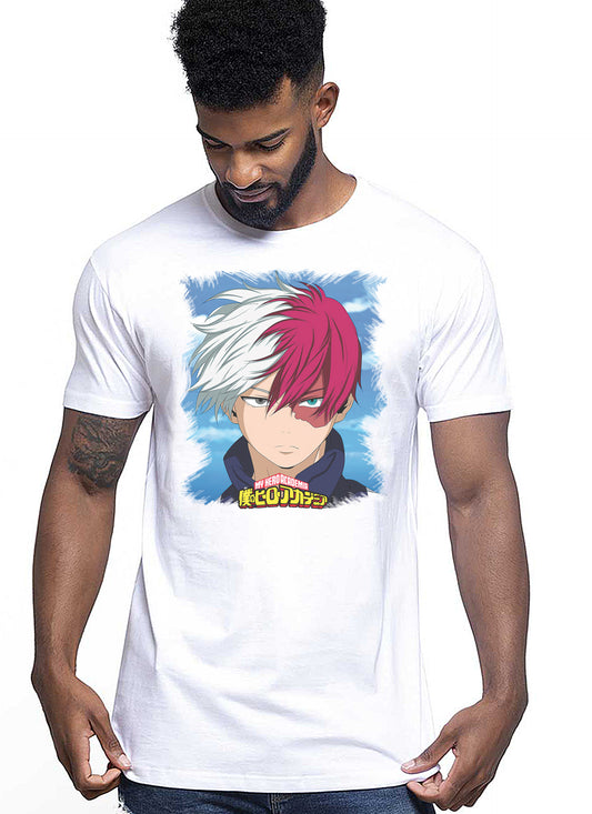 Todoroki Boku no Hero Academia Manga Anime Fumetti 6005-6 T-shirt Urban Men Uomo 100% Cotone Pettinato JK