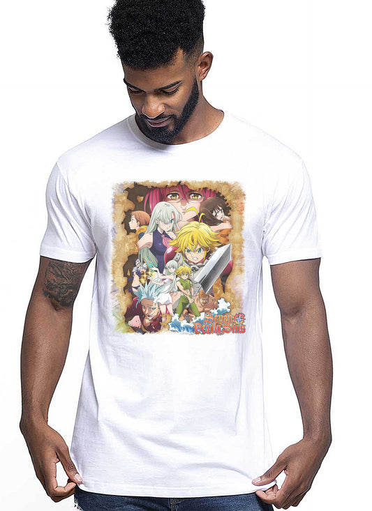 The Seven Deadly Sins Manga Anime Fumetti 6006 T-shirt Urban Men Uomo 100% Cotone Pettinato JK