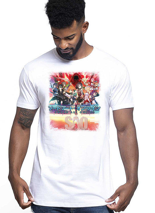 Sword art Online Manga Anime Fumetti 6008-2 T-shirt Urban Men Uomo 100% Cotone Pettinato JK