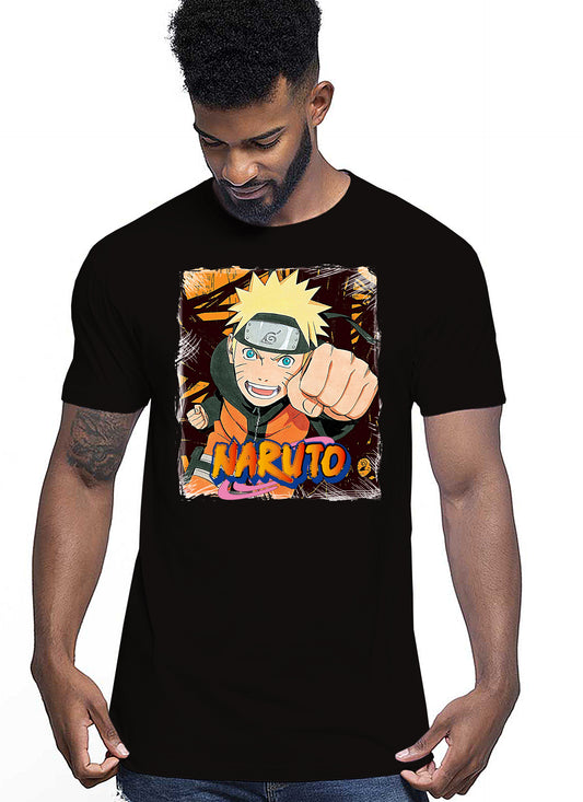 Naruto Punck Manga Anime Fumetti 6009-4 T-shirt Urban Men Uomo 100% Cotone Pettinato JK