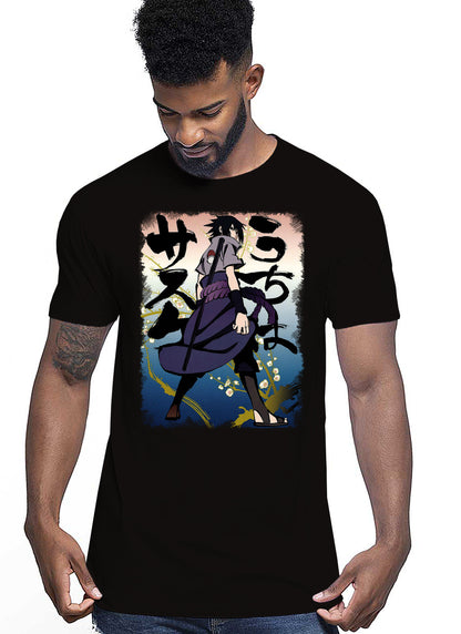 Sasuke Uchiha Manga Anime Fumetti 6009-6 T-shirt Urban Men Uomo 100% Cotone Pettinato JK