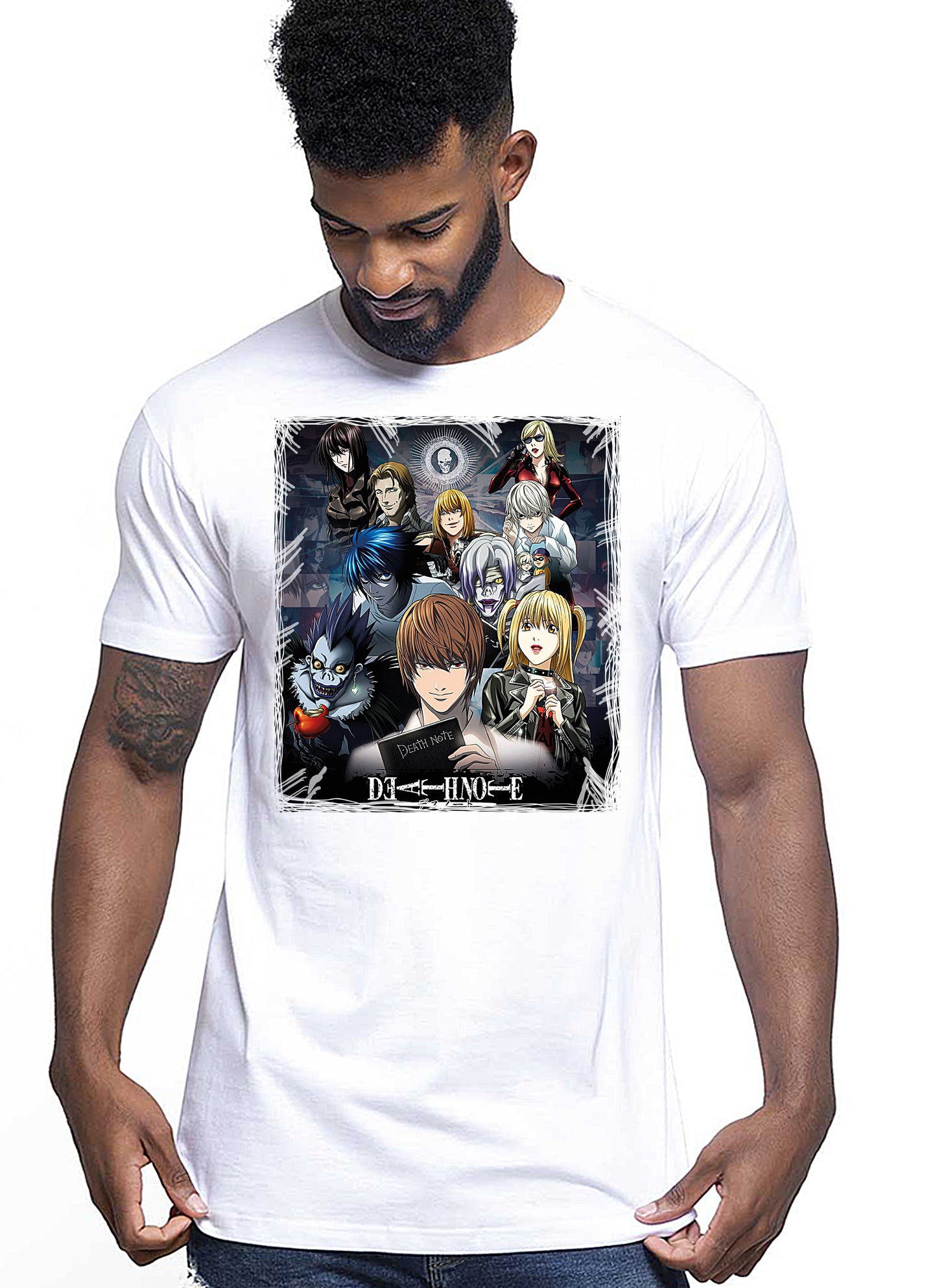 Death Note Manga Anime Fumetti 6010-2 T-shirt Urban Men Uomo 100% Cotone Pettinato JK