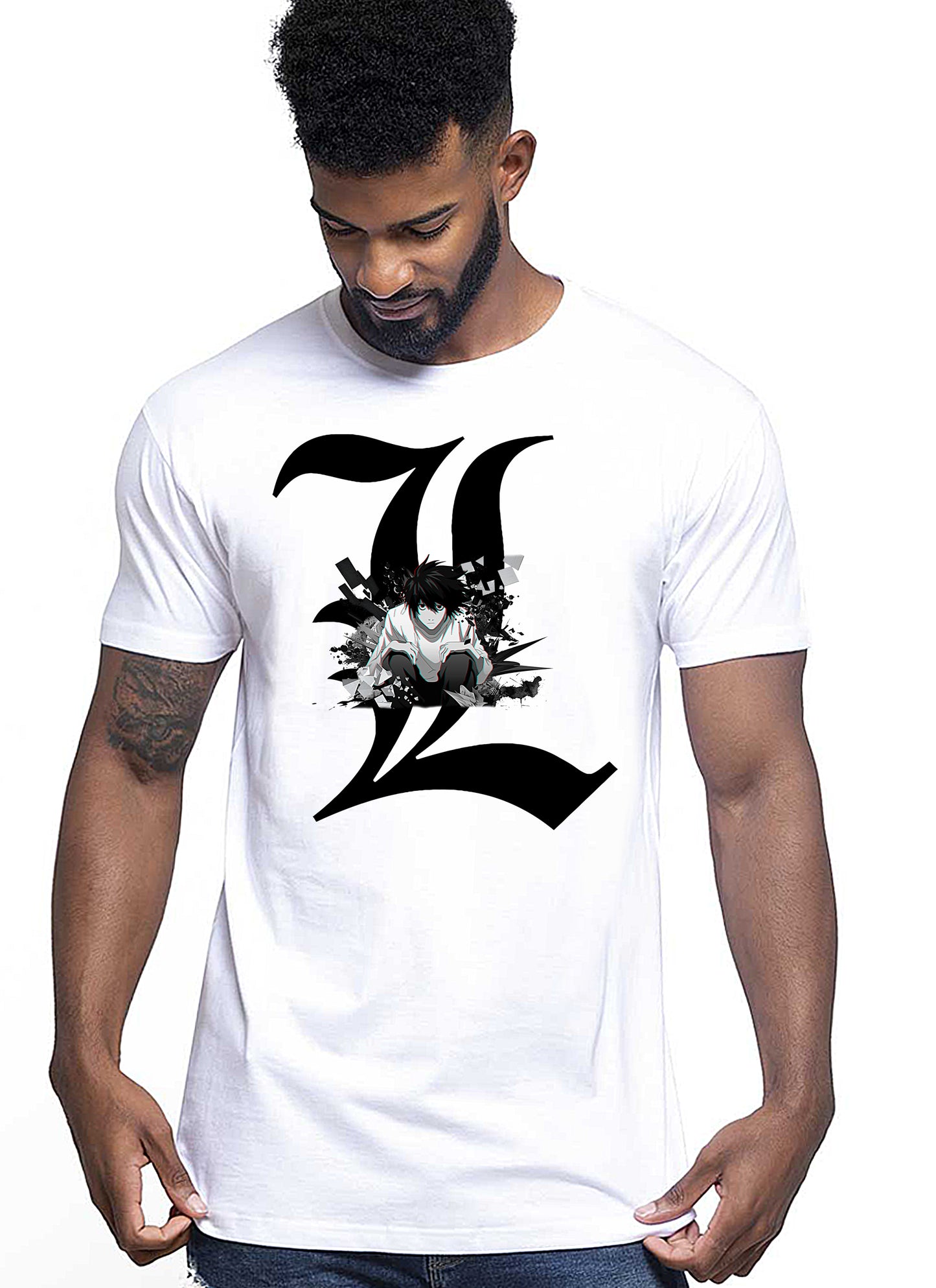 Death Note L3D Manga Anime Fumetti 6010-5 T-shirt Urban Men Uomo 100% Cotone Pettinato JK