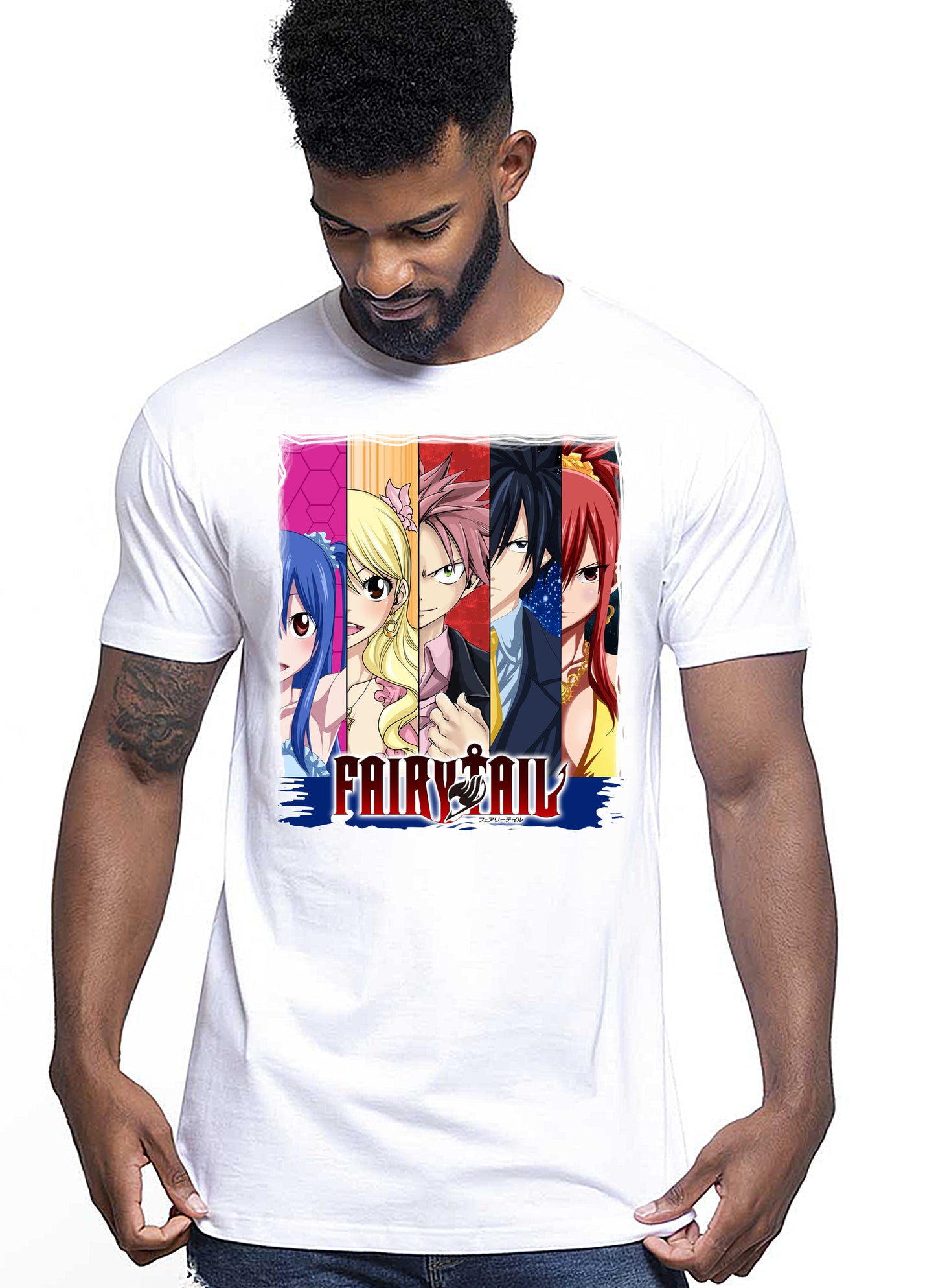 Fairy Tail Manga Anime Fumetti 6012-2 T-shirt Urban Men Uomo 100% Cotone Pettinato JK