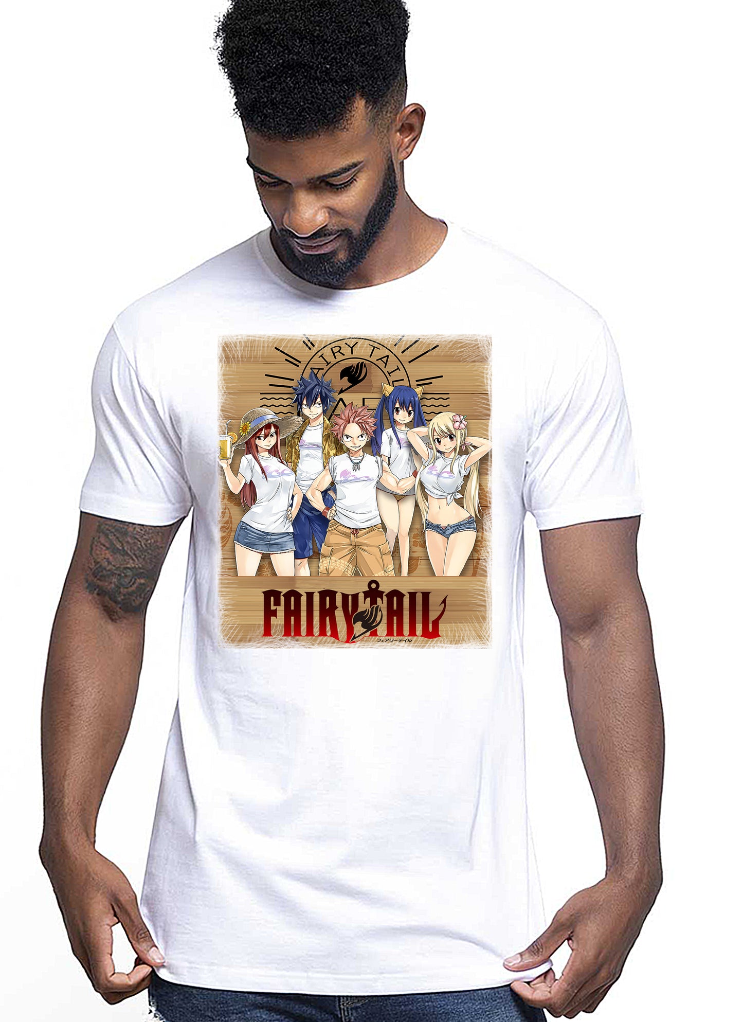 Fairy Tail Manga Anime Fumetti 6012 T-shirt Urban Men Uomo 100% Cotone Pettinato JK