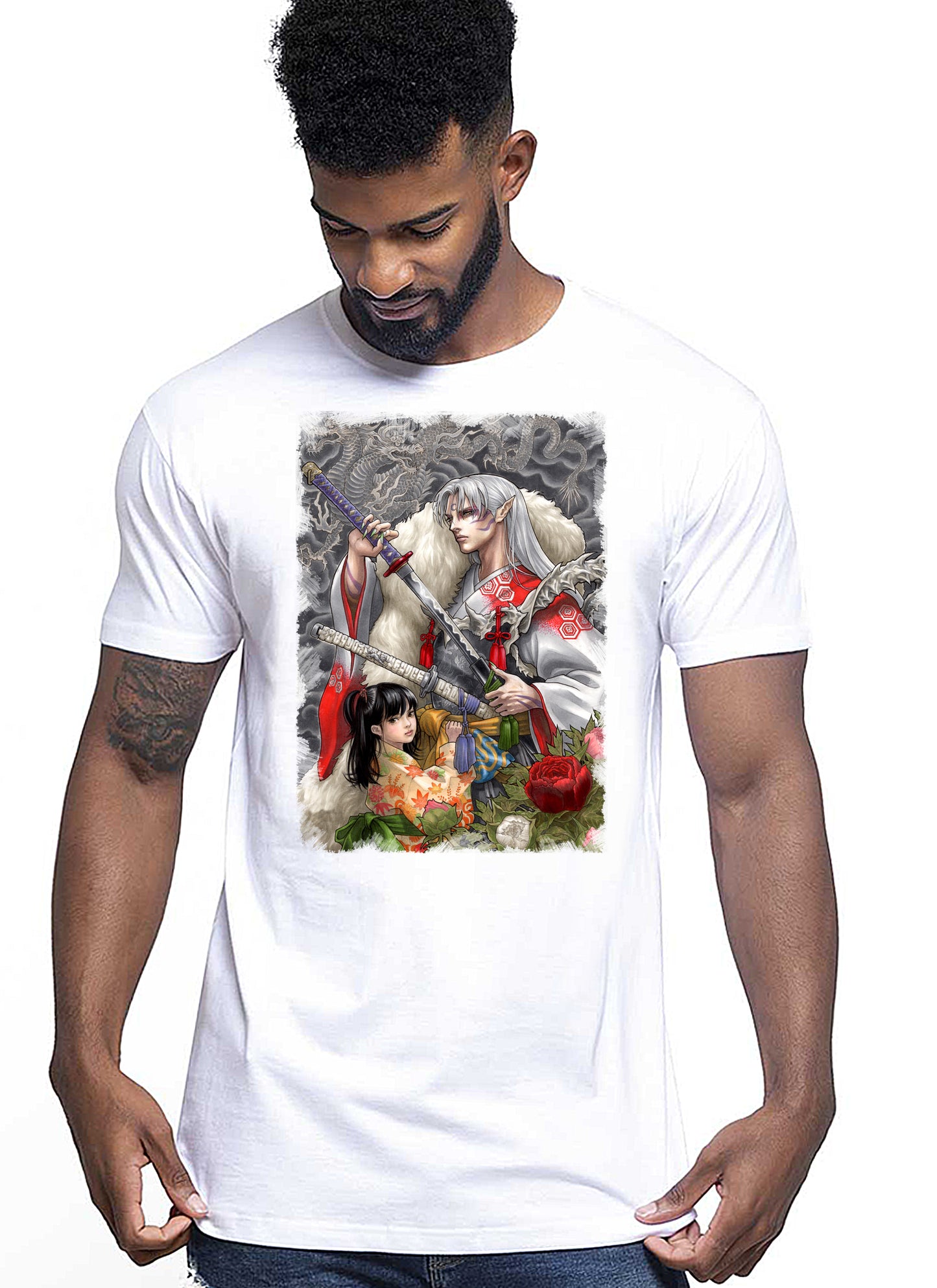 InuYasha Giapponese Manga Anime Fumetti 6013 T-shirt Urban Men Uomo 100% Cotone Pettinato JK