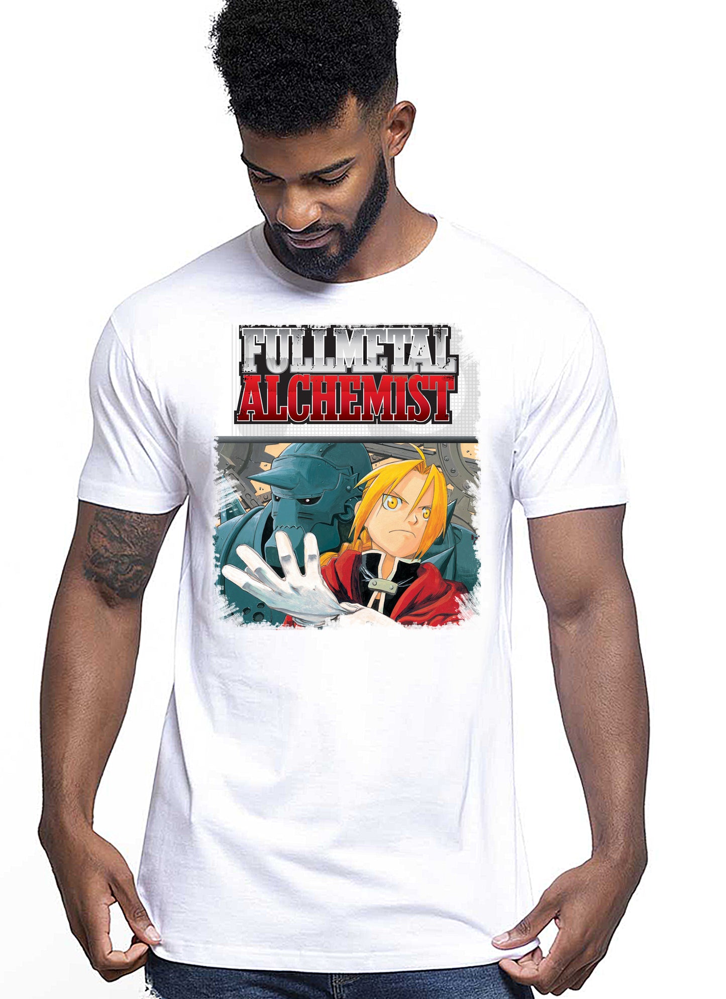 Fullmetal Alchemist Manga Anime Fumetti 6014-3 T-shirt Urban Men Uomo 100% Cotone Pettinato JK