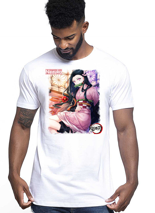 Demon Slayer Nezuko Manga Anime Fumetti 6016-3 T-shirt Urban Men Uomo 100% Cotone Pettinato JK