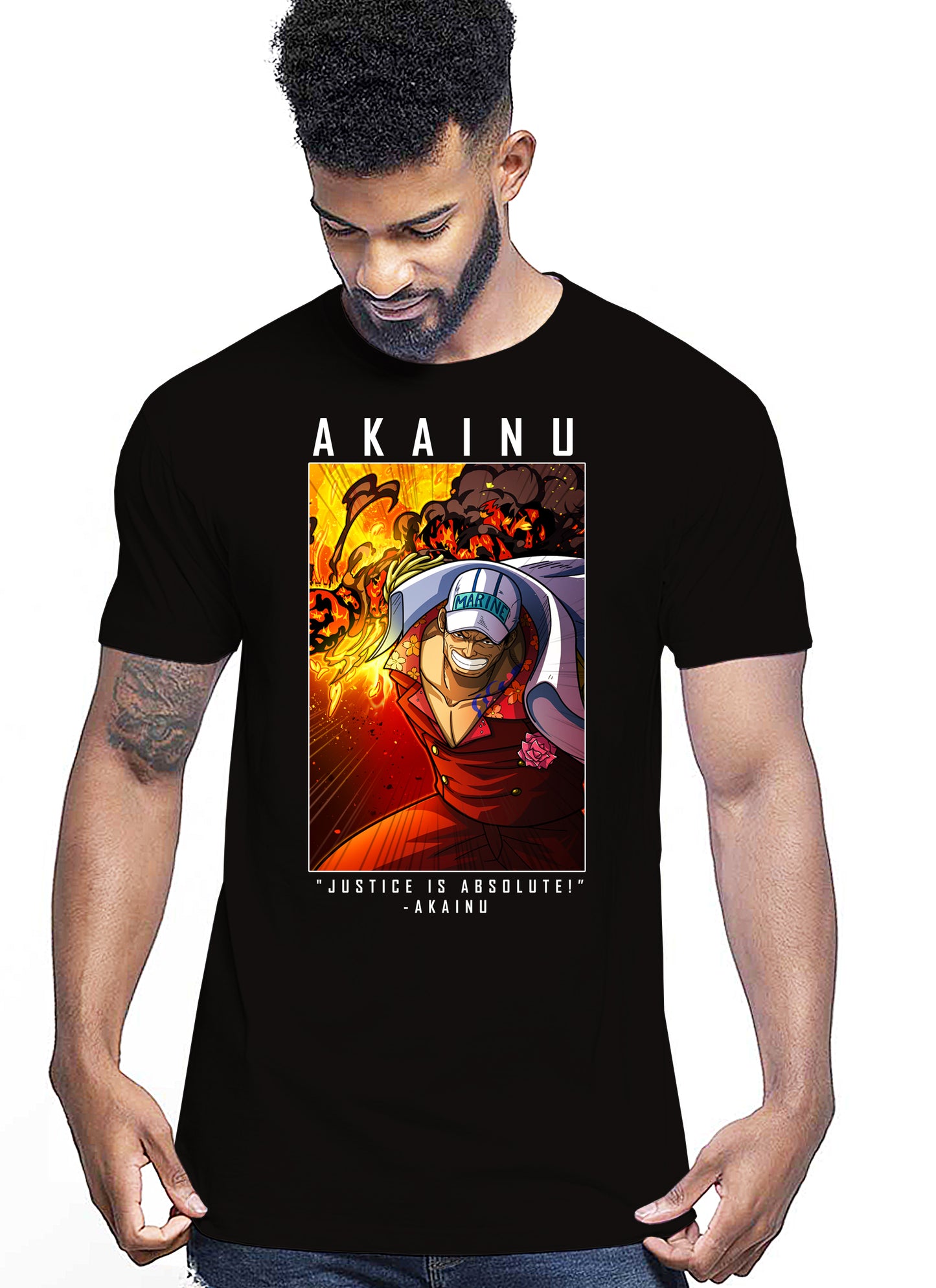 Of Akainu Manga Anime Fumetti 6018-2 T-shirt Urban Men Uomo 100% Cotone Pettinato JK