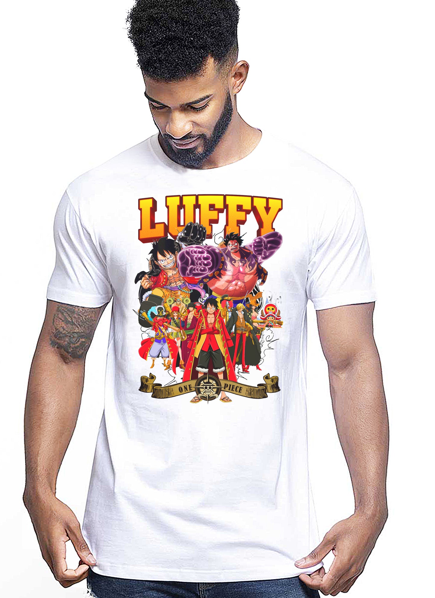 Of Luffy Manga Anime Fumetti 6018-25 T-shirt Urban Men Uomo 100% Cotone Pettinato JK