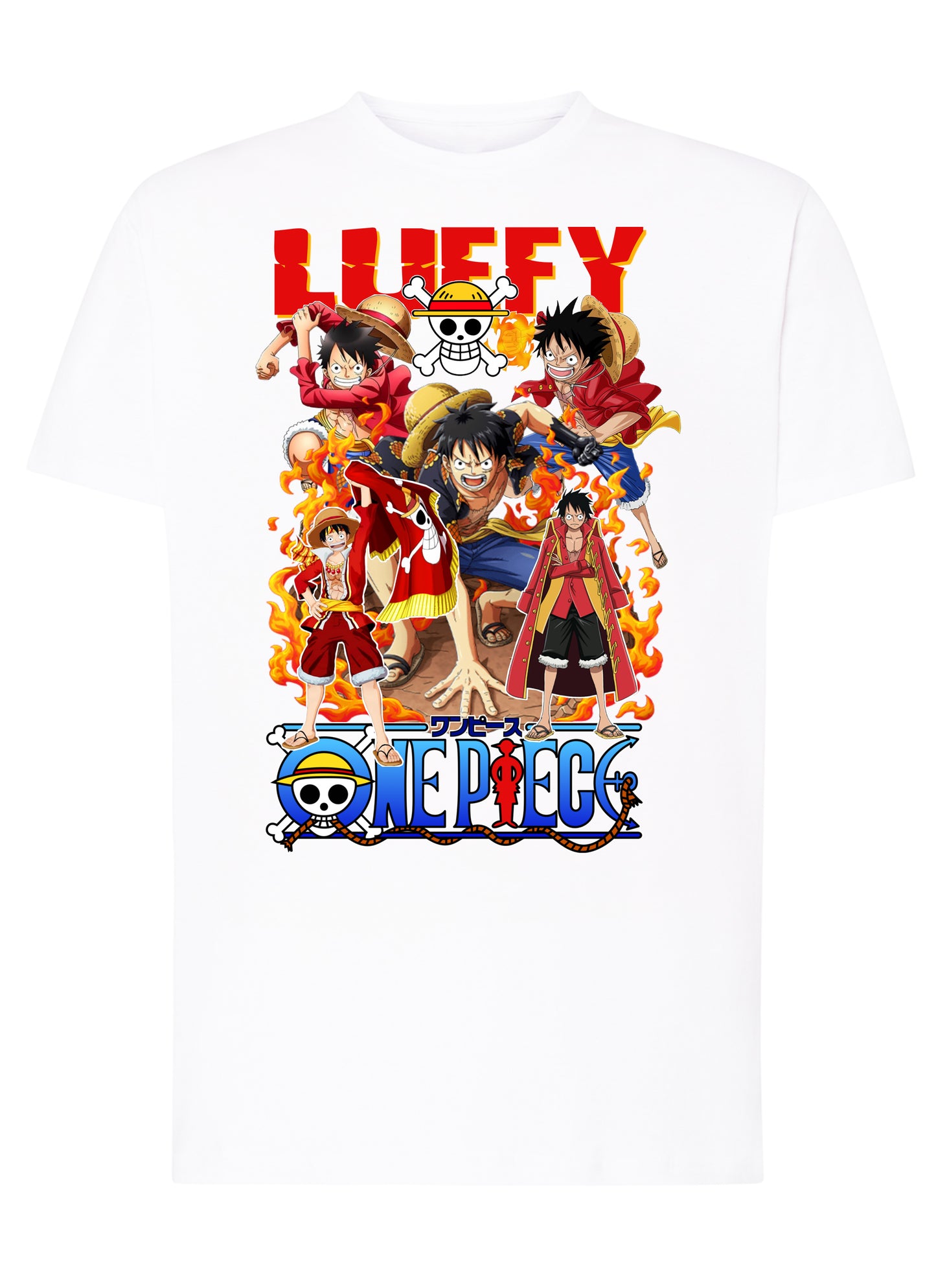 Of Luffy Manga Anime Fumetti 6018-28 T-shirt Urban Men Uomo 100% Cotone Pettinato JK