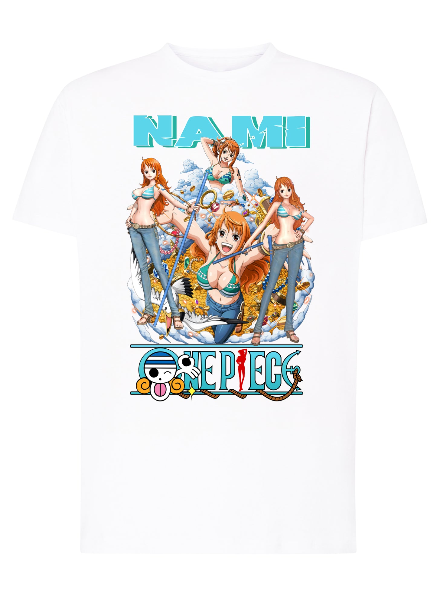 Of Nami Manga Anime Fumetti 6018-37 T-shirt Urban Men Uomo 100% Cotone Pettinato JK