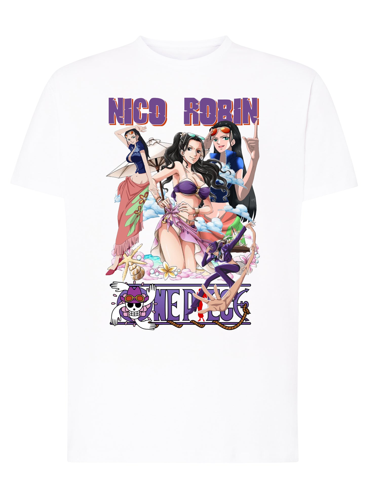 Of Nico Robin Manga Anime Fumetti 6018-40 T-shirt Urban Men Uomo 100% Cotone Pettinato JK