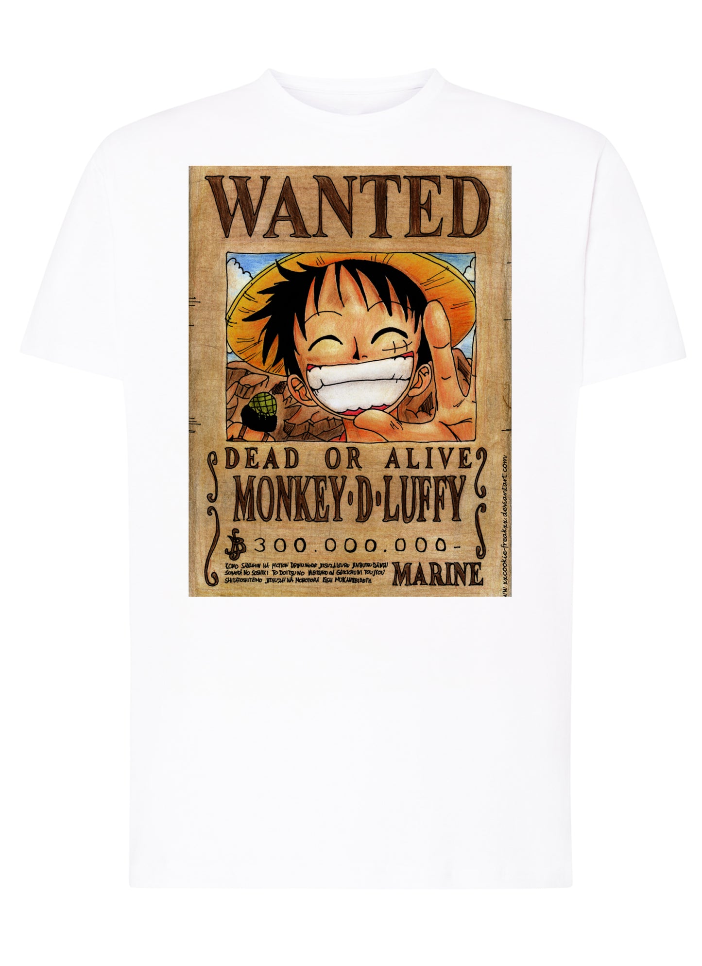 Of One Piece Wanted Manga Anime Fumetti 6018-41 T-shirt Urban Men Uomo 100% Cotone Pettinato JK