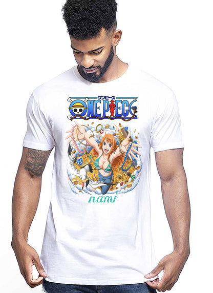 Of One Piece Nami Manga Anime Fumetti 6018-50 T-shirt Urban Men Uomo 100% Cotone Pettinato JK